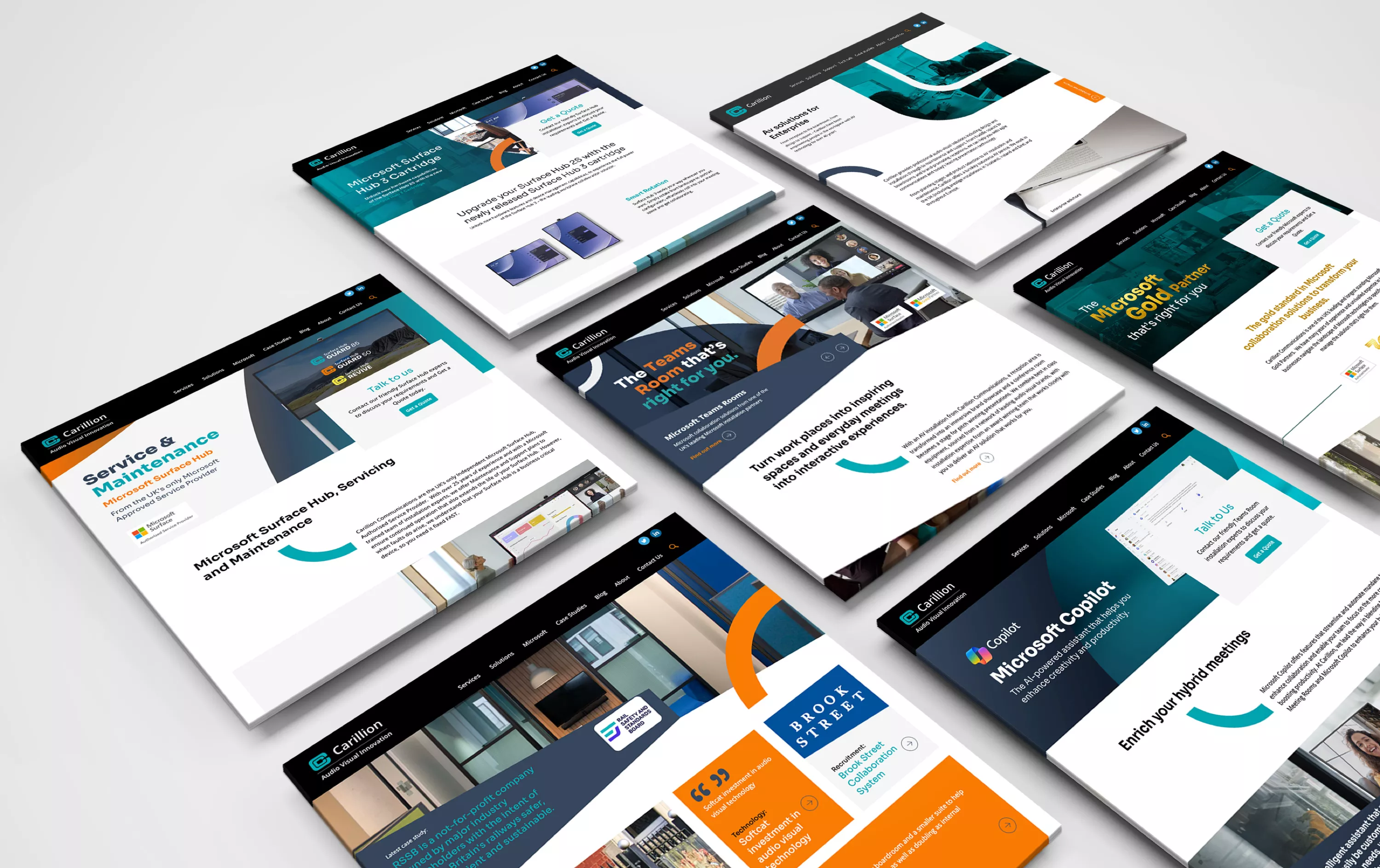 Mock ups of the new Carillion website