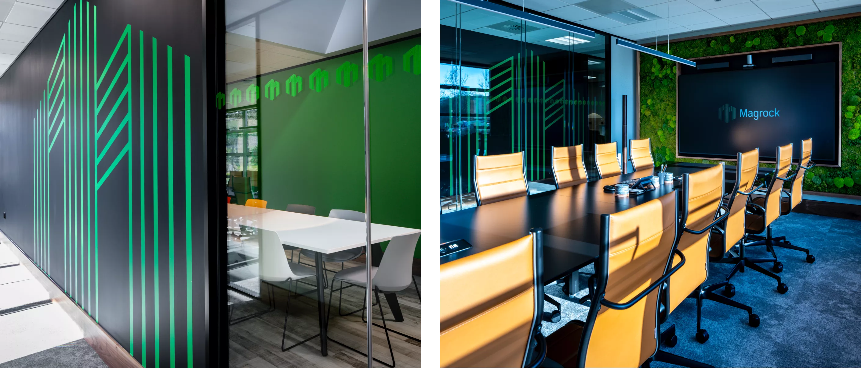 Newly designed Magrock offices featuring a large screen