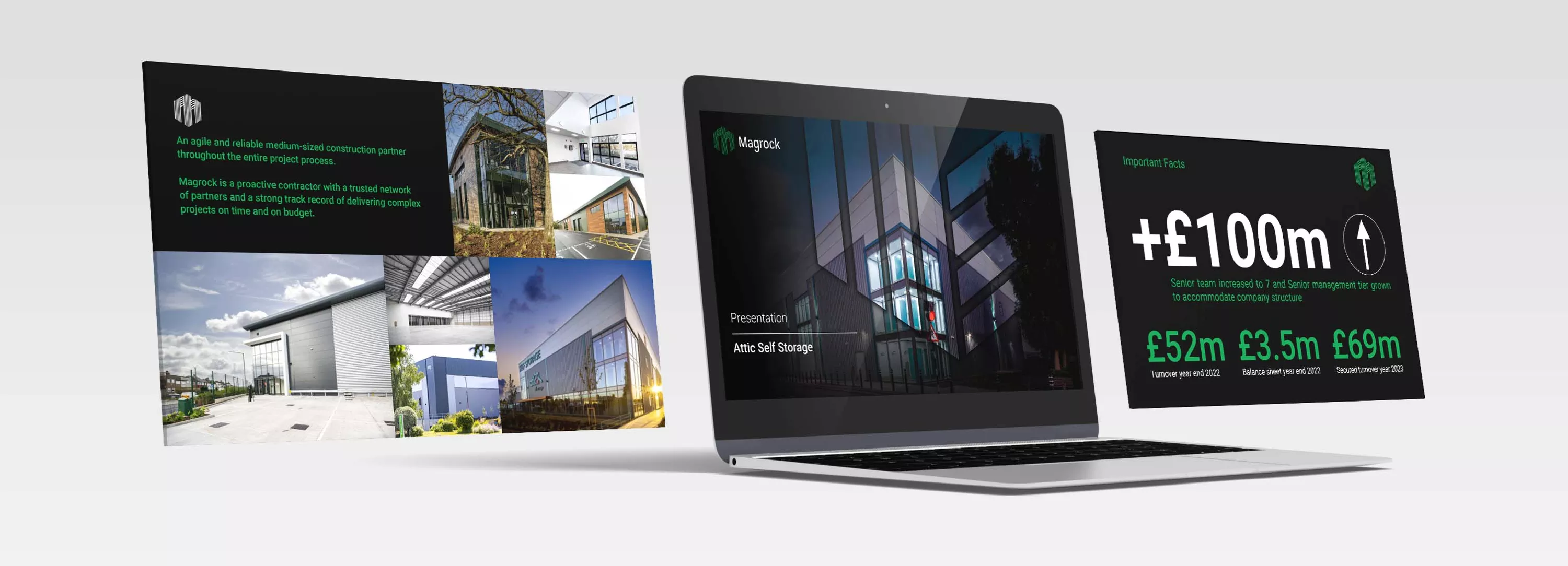 Newly designed Magrock webpages on a laptop