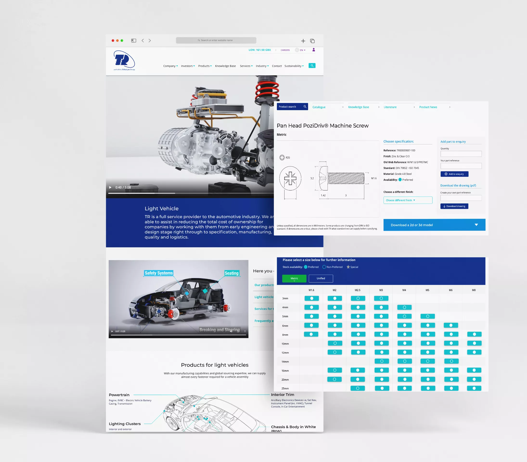 Webpage collage showing technical drawings