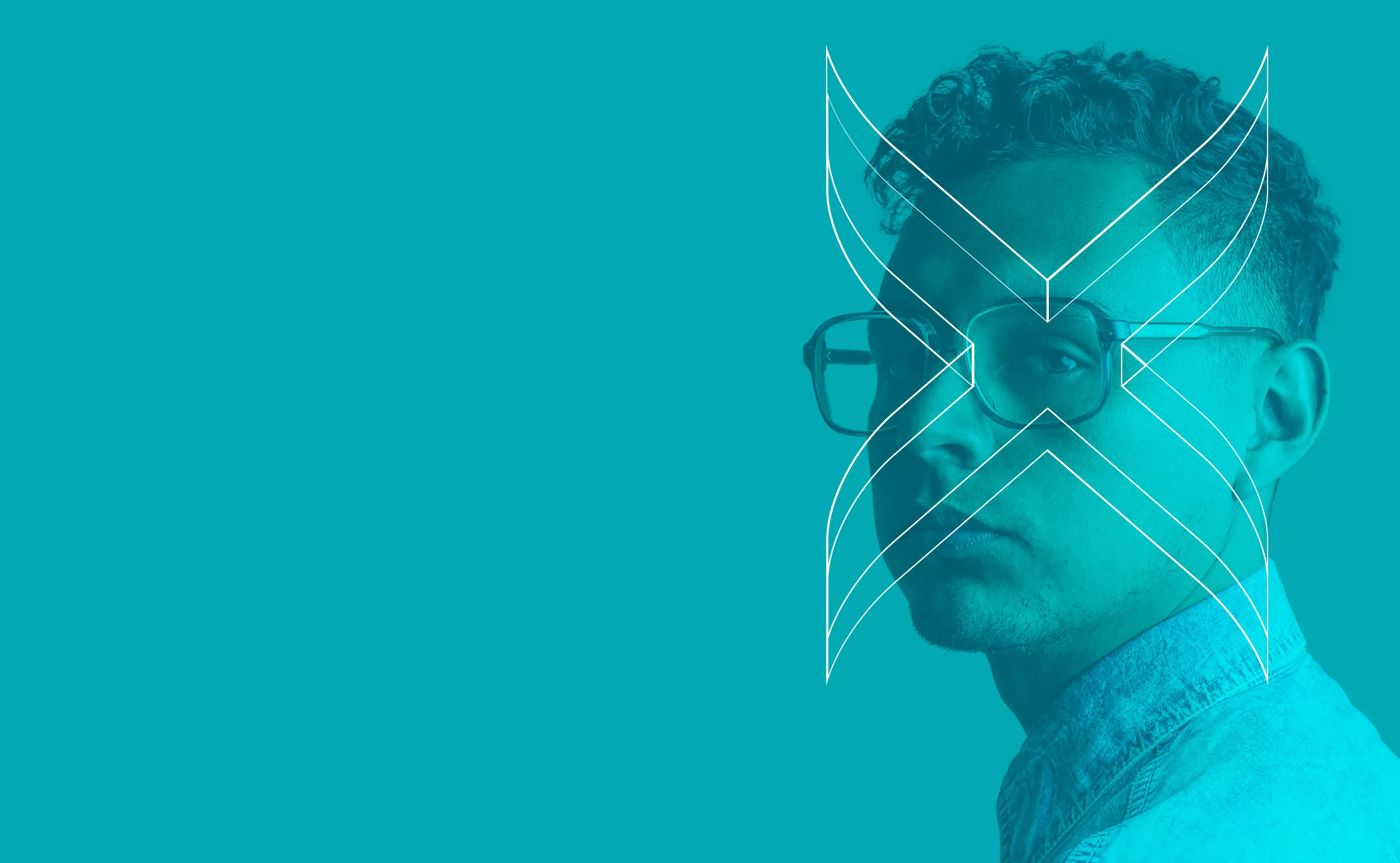 A person with a teal filter and 'x' over their face