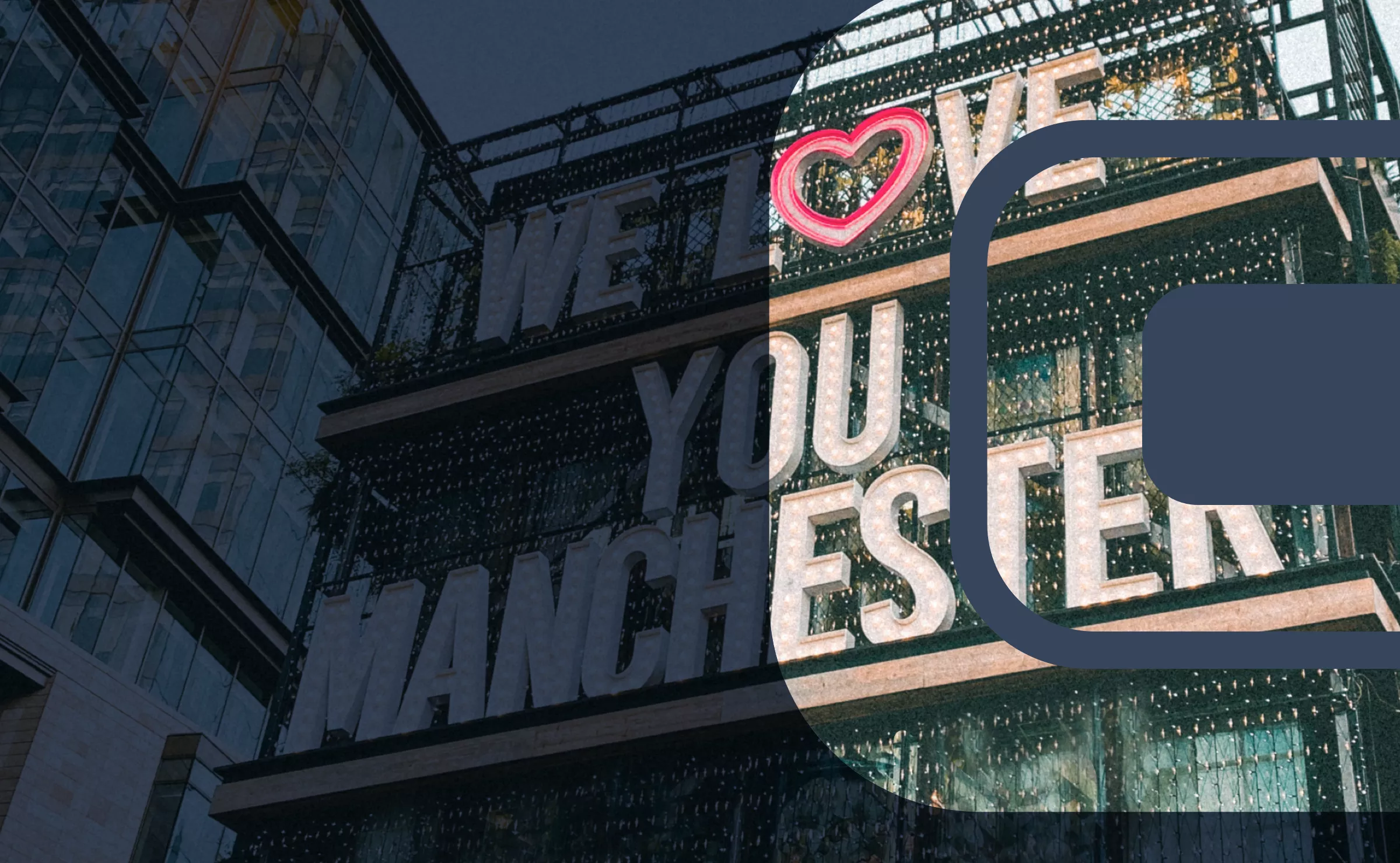 The Ivy Spinningfields building in Manchester overlayed with the rebranded Carillion Communications logo