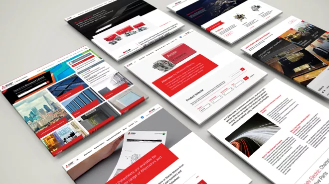 Mock-ups of the newly designed Mitsibushi Electric website