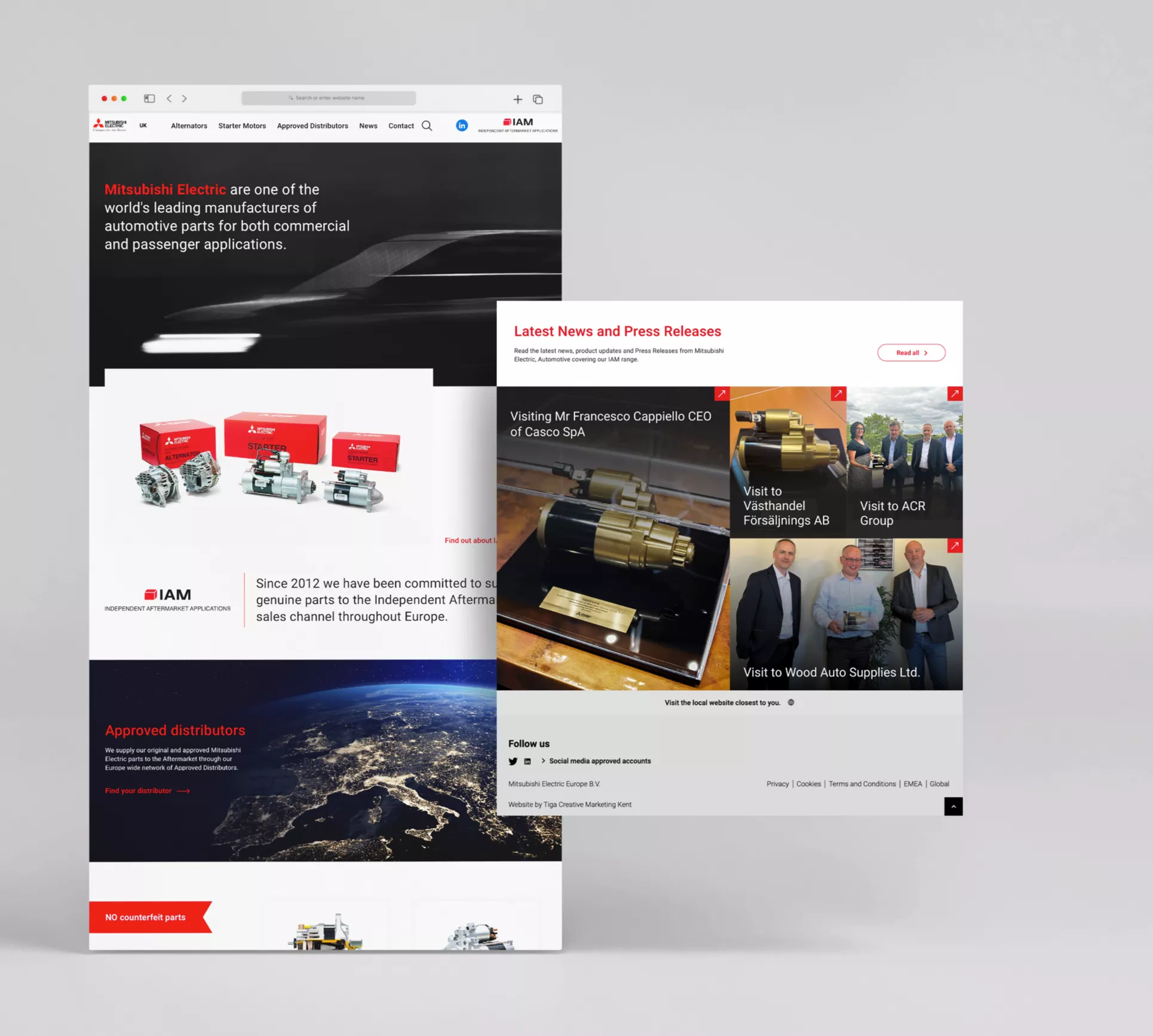 Mock-ups of the newly designed Mitsibushi Electric website